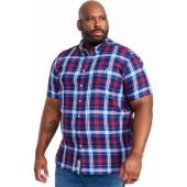 Duke Mens Big Size Woven Check Button Down Collar Casual Short Sleeve Shirt With Breast Pocket