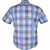 Dario Beltran Mens Big Size Multi Colour Check Cotton Button Down Collar Short Sleeve Shirt