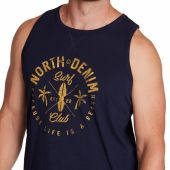 North 56°4 Mens Big Size Surf Denim Print Cotton Vest