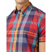 Ben Sherman Mens Big Size Large Madras Check Button Down Collar Cotton Casual Short Sleeve Shirt