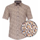 Casa Moda Mens Big Size Geometric Pattern Casual Fit Cotton Short Sleeve Shirt