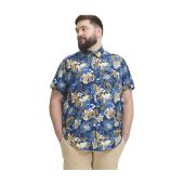 Blend Mens Big Size Flower Print Casual Short Sleeve Shirt