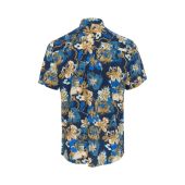 Blend Mens Big Size Flower Print Casual Short Sleeve Shirt