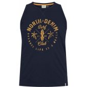 North 56°4 Mens Big Size Surf Denim Print Cotton Vest