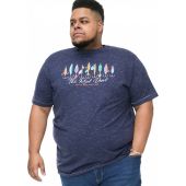 D555 Mens Big Size Fishing Hook Print Crew Neck  T Shirt