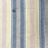 Peter Gribby Mens Big Size Cotton Linen Stripe Button Down Collar Casual Short Sleeve Shirt With Breast Pocket