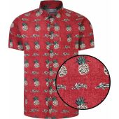 Peter Gribby Mens Big Size Pineapple Print Casual Short Sleeve Cotton Shirt