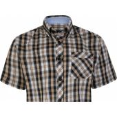 Kam Mens Big Size Casual Check Button Down Short Sleeve Shirt