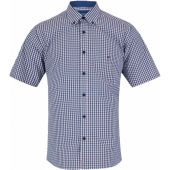 Douglas And Grahame Mens Big Size Check Cotton Button Down Collar Casual Short Sleeve Shirt