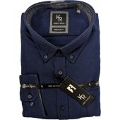 Kings Road Mens Big Size Plain Brushed Cotton Button Down Collar Cotton Casual Long Sleeve Shirt With Breast Pocket