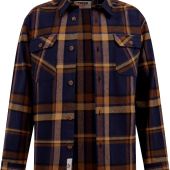 D555 Mens Big Size Brush Cotton Check Overshirt