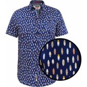 Duke Mens Big Size D555 Surf Board Print Button Down Collar Short Sleeve Shirt With Pocket