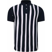 Peter Gribby Mens Big Size Honeycomb Texture Virtical Stripe Short Sleeve Polo