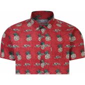 Peter Gribby Mens Big Size Pineapple Print Casual Short Sleeve Cotton Shirt