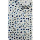 Kings Road Mens Big Size Circle Print Button Down Casual Short Sleeve Shirt