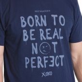 North 56°4 Mens Big Size Born To Be Real Not Perfect Print Crew Neck Tee Shirt
