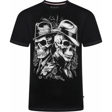 Kam Mens Big Size Skull Twins Print Crew Neck T Shirt