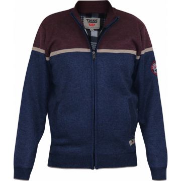D555 Mens Big Size Knitted Zip Panel Design Cardigan With Side Pockets And Fleece Lining