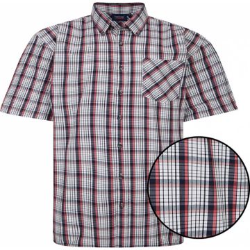 Espionage Mens Big Size Short Sleeve Check Shirt With Button Down Collar And Chest Pocket