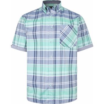 Kam Mens Big Size Cotton Check Button Down Collar Short Sleeve Shirt