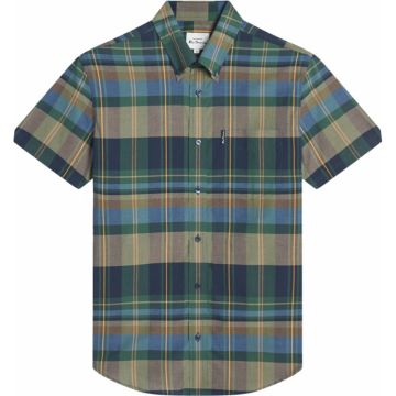 Ben Sherman Mens Big Size Tartan Check Button Down Collar Short Sleeve Shirt With Breast Pocket
