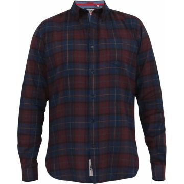 D555 Mens Big Size Check Oxford Button Down Collar Cotton Long Sleeve Casual Shirt