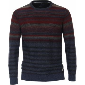 Casa Moda Mens Big Size Multi Horizontal Stripe Wool And Cashmere Sweater