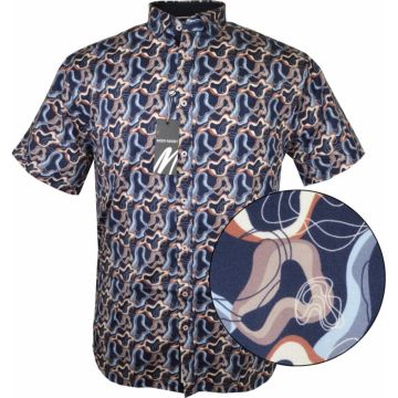 Mish Mash Mens Big Size Abstract Print Short Sleeve Cotton Shirt