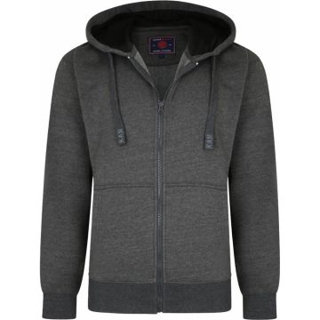 Kam Mens Big Size Plain Hoody With Zip Front And Front Pockets