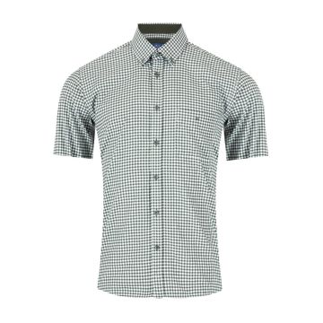 Douglas+Grahame Mens Big Size Gingham Check Button Down Collar Casual Short Sleeve Shirt