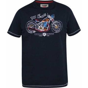 Duke Mens Big Size - Denton - Classic Motor Cycle Print Crew Neck T Shirt