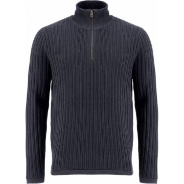 Fynch Hatton Mens Big Size Rib Cotton Turtle Neck With Quarter Zip Sweater