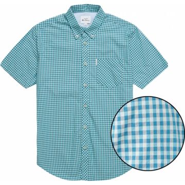 Ben Sherman Mens Big Size Core Signature Check Cotton  Button Down Collar Short Sleeve Shirt