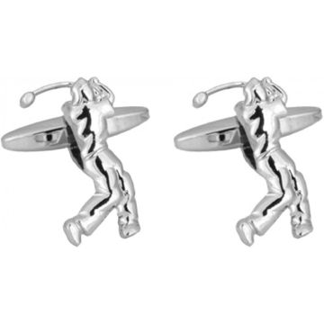 Golfer Cut Out Rhodium plated Cufflinks