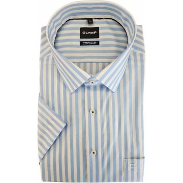 Olymp Mens Big Size Bengal Stripe Comfort Fit Casual Short Sleeve Shirt
