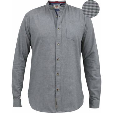 Mens Big Size Duke D555 Grandad Long Sleeve Shirt With Micro Dogtooth Check