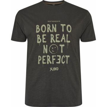 North 56°4 Mens Big Size Born To Be Real Not Perfect Print Crew Neck Tee Shirt