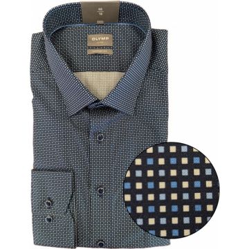 Olymp Mens Big Size Comfort Fit Egyptian Cotton Micro Square Pattern Long Seeve Formal Shirt