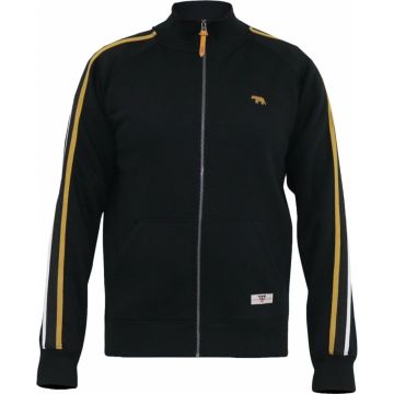 Mens Big Size D555 Duke Zip Through Sweatshirt With Ribbed Collar And Sleeve Stripes