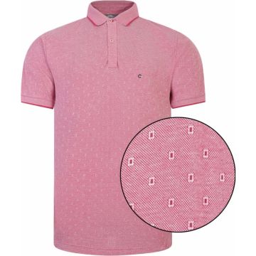 Peter Gribby Mens Big Size Pique Cotton Polo With Small Square Pattern And Contrast Collar And Cuff