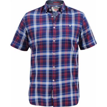 Duke Mens Big Size Woven Check Button Down Collar Casual Short Sleeve Shirt With Breast Pocket