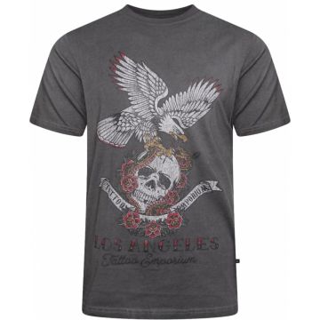 Kam Mens Big Size Crew Neck Skull And Eagle TShirt