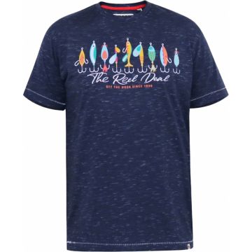D555 Mens Big Size Fishing Hook Print Crew Neck  T Shirt