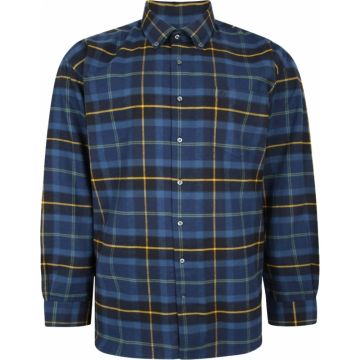 Espionage Mens Big Size Brushed Cotton Long Sleeve Check Shirt With Button Down Collar Curved Hemline And Single Chest Pocket