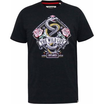 D555 Mens Big Size Snake And Roses Print T Shirt