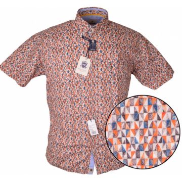 Hatico Mens Big Size Geometric Pattern Print Casual Short Sleeve Shirt
