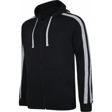Ed Baxter Mens Big Size Zip Front Hoody With Side Stripes And Front Pockets