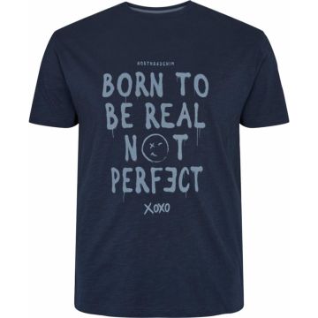 North 56°4 Mens Big Size Born To Be Real Not Perfect Print Crew Neck Tee Shirt