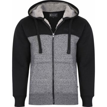 Kam Mens Big Size Block Panel Sherpa Lined Hoody