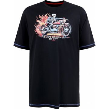 D555 Mens Big Size Skeleton Biker Print Crew Neck T Shirt